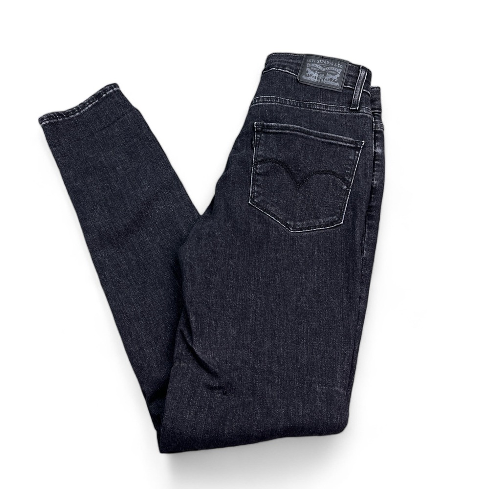 Levi's 721 High Rise Skinny Jeans Womens Size 27 Black Distressed Stretch‎